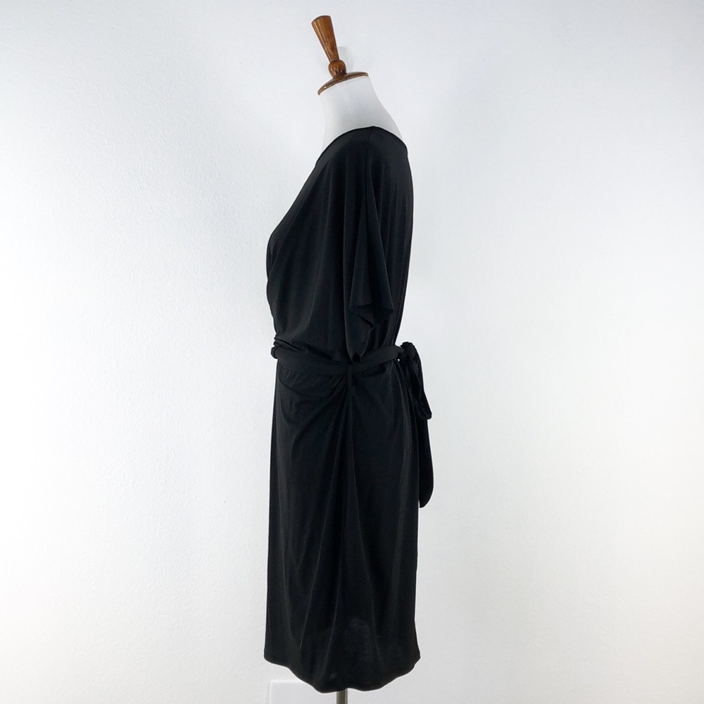 Haute Fox Black Faux Wrap Front Body Con Dress - Picture 6 of 9